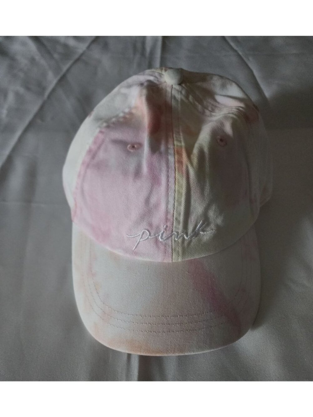Victoria's Secret PINK White Multi/Tie Dye Baseball Hat One Size New With Tags - Picture 3 of 13